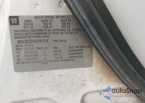 2010 Buick Enclave 2Xl from USA, damaged, VIN 5GALRCED3AJ197016